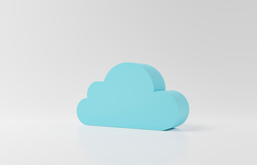 Cloud storage download Digital service or app with data transfer. 3d servers and datacenter connection network. abstract data cloud on white Digital cloud computing technology background. 3d rendering