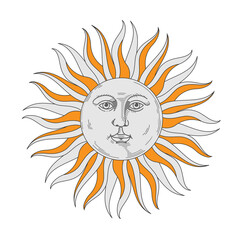 Boho sun icon, bohemian style design