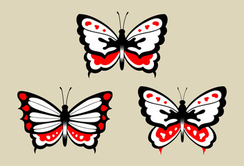 Illustration of traditional butterfly tattoo