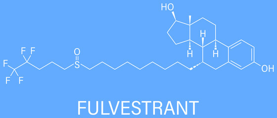 Fulvestrant cancer drug molecule (selective estrogen receptor degrader, SERD). Skeletal formula.
