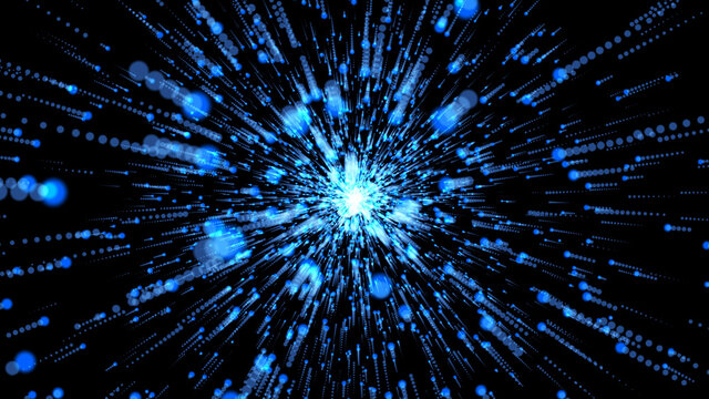 bright blue star on a black background. blue rays  background