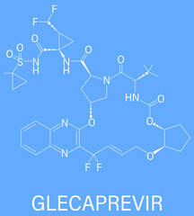 Glecaprevir hepatitis C virus drug molecule. Skeletal formula.	