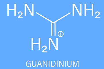 Guanidinium cation skeletal formula. Protonated form of guanidine.	
