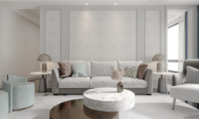 Fototapeta na wymiar Luxury modern interior of living room.3D illustration