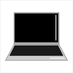 Vector laptop icon. Technology and IT sphere. Infographics for every day. The gray laptop is open. Diary stickers.