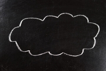 Blank bubble speech by chalk on blackboard background