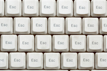 Close up escape keys on computer keyboard
