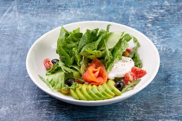 fresh salad with poached egg