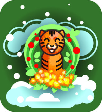 new year tiger with snow  
