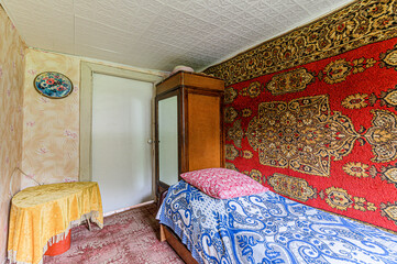 Russia, Moscow- May 05, 2020: interior room apartment modern bright cozy atmosphere. general cleaning, home decoration, preparation of house for sale