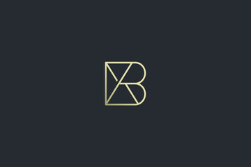 Elegant Geometrical Letter B Luxury Vector Logo Template on Dark Background