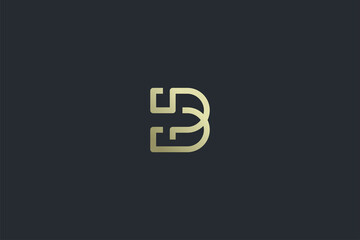 Elegant Geometrical Letter B Luxury Vector Logo Template on Dark Background