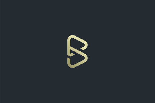 Elegant Geometrical Letter B Luxury Vector Logo Template on Dark Background