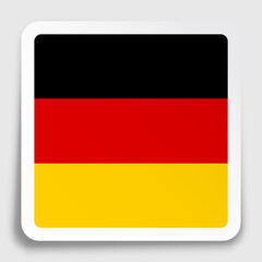 Federal Republic of Germany flag icon on paper square sticker with shadow. Button for mobile application or web. Vector