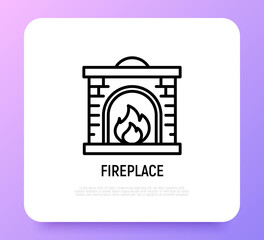Fireplace thin line icon. Modern vector illustration.