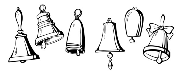 Set of vector bells. Christmas bells for design - obrazy, fototapety, plakaty