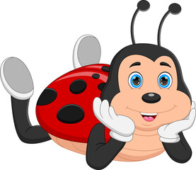 cute cartoon ladybug on white background © lawangdesign