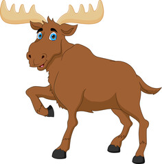 cute moose cartoon on white background