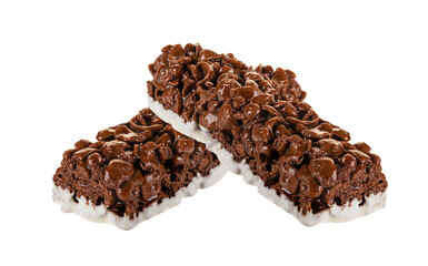 Chocolate cereal bar isolated on white background. 