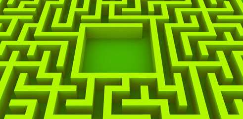 3d illustration. The maze isolated on green background.