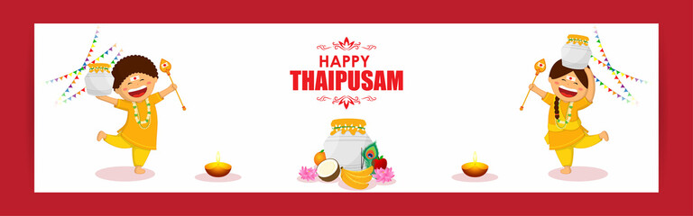 Vector illustration concept of Happy Thaipusam or Thaipoosam greeting