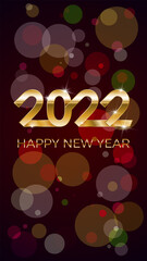 Banner 2022 Happy New Year. Winter holiday greeting card.