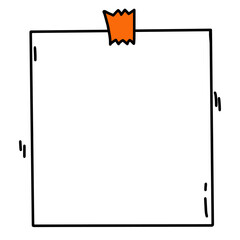 Vector memory pad paper sheet list glued with torn edges glued. School planner sketched doodle drawing art. 