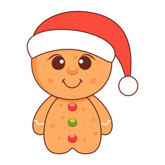 Cute merry christmas gingerbread man. Vector illustration.