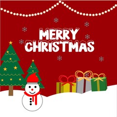 Fototapeta na wymiar Christmas winter design template vector/illustration with senta, Christmas tree and gifts .