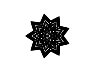 black and white mandala ornament hand drawn