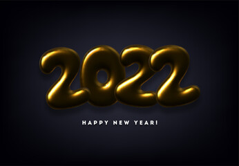 Happy 2022 New Year 3d realistic vector lettering illustration