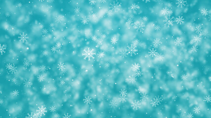 Winter Snow Background. Abundant snowflakes on colored background.