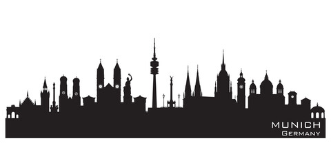 Munich Germany city skyline vector silhouette - obrazy, fototapety, plakaty