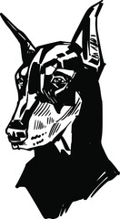 vector illustration The doberman pinscher dog 