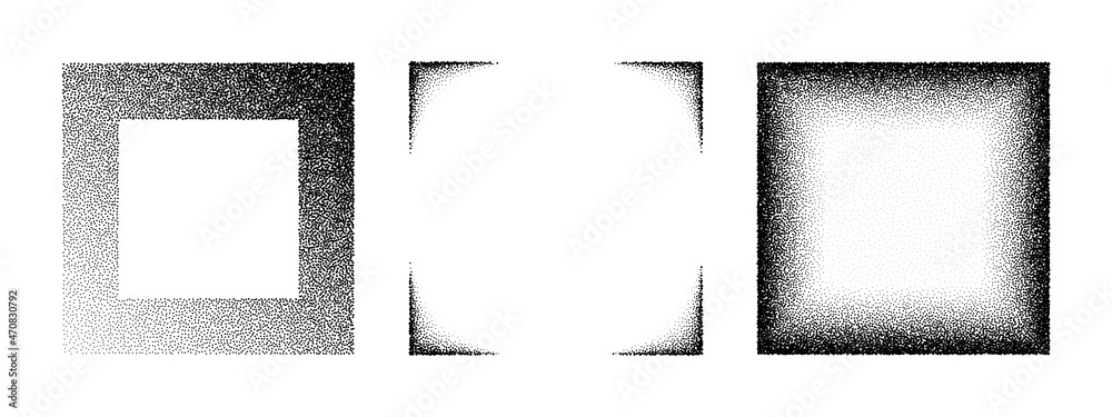 Wall mural frames grain pattern vector background. black noise stipple dots squares. sand grain effect. dots gr