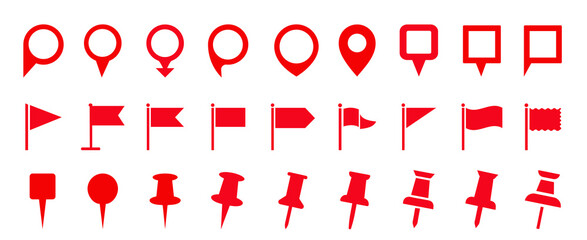 Map pin icon. location pin place marker. Location icon. Map marker pointer icon set. GPS location symbol collection.  Modern map markers. Vector icon isolated on transparent background.