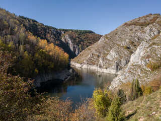 Uvac Special Nature Reserve, Uvac River Canyon with beautiful meanders between Zlatar and Zlatibor Mountains in Serbia