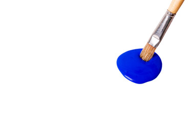 Brush and oil paint isolated on white background.