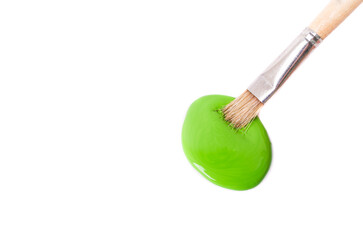 Brush and oil paint isolated on white background.