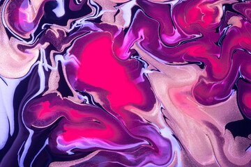 Abstract fluid art background purple and black colors. Liquid marble. Acrylic painting with violet gradient.