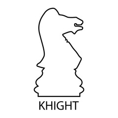 Chess piece knight. Outline of a chess piece. Vector illustration isolated on a white background for design and web.
