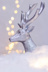 silver christmas decoration object deer in the snow