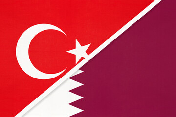 Obraz premium Turkey and Qatar, symbol of country. Turkish vs Qatari national flag