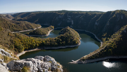 Uvac Special Nature Reserve, Uvac River Canyon with beautiful meanders between Zlatar and Zlatibor...