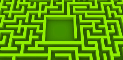 3d illustration. The maze isolated on green background.