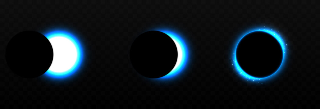 Vector blue eclipse. Different phases of the png eclipse, png eclipse, lunar eclipse.