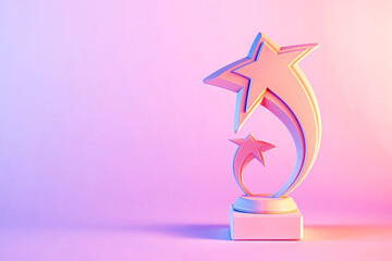 Double shooting star trophy or ornament in creative lighting - obrazy, fototapety, plakaty