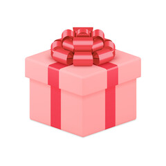 Adorable girlish wrapped squared cardboard gift box for festive surprise carrying 3d template vector