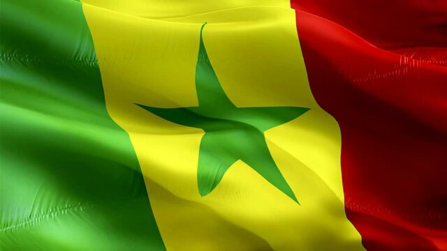 Senegal flag. National 3d Senegal flag waving. Sign of Senegalese seamless loop animation. Senegal flag HD Background. Senegalese flag Closeup 1080p Full HD video for presentation. Senegalese flags fo