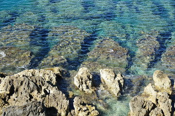 Greece. Background of rocks in the sea